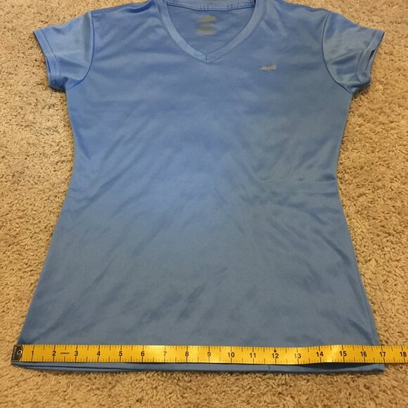 Retro Avia Slinky Sealish Sky Blue V-Neck Workout Tee - Picture 13 of 16